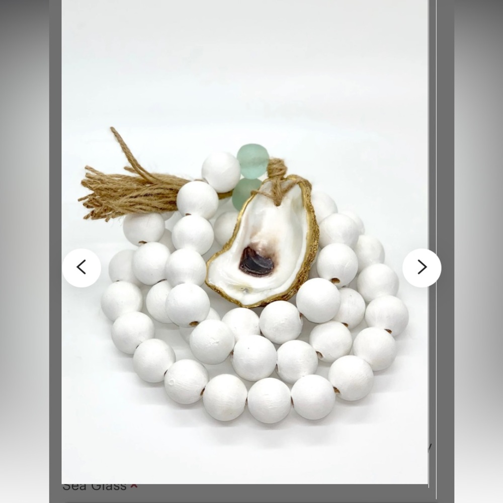 Coastal Oyster Shell Hospitality Wooden Natural Wood Beads 47” Long
